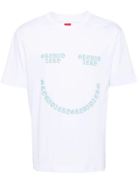 smile logo-print cotton T-shirt by GROUND ZERO