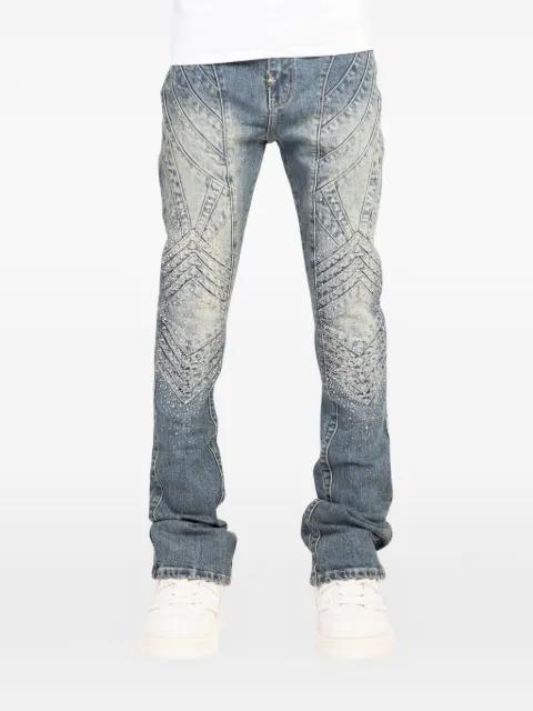 Knight crystal-embellished paneled jeans by GUAPI
