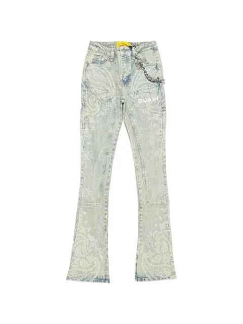 crystal-studded paisley-print jeans by GUAPI
