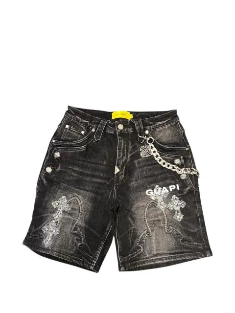 rhinestone gothic denim shorts by GUAPI