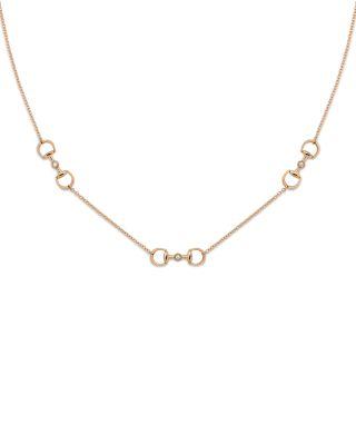 18K Rose Gold Horsebit Diamond Accent Collar Necklace by GUCCI