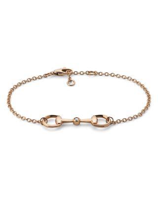 18K Rose Gold Horsebit Diamond Accented Chain Bracelet by GUCCI