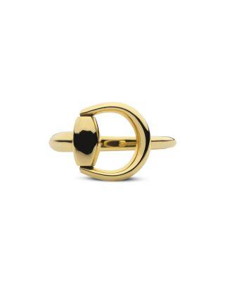 18K Yellow Gold Horsebit Polished Statement Ring by GUCCI