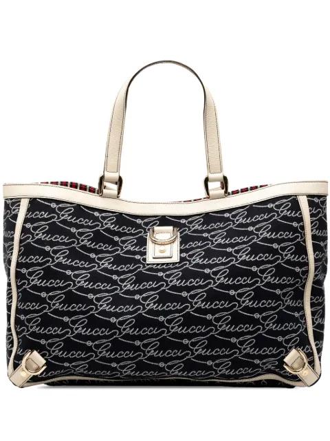 2000-2015 85th Anniversary Canvas Logo Abbey D Ring tote bag by GUCCI 