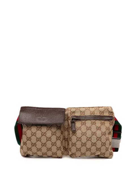 2000-2015 GG Canvas Web Double Pocket belt bag by GUCCI 2000-2015 GG Canvas Web Double Pocket belt bag by GUCCI