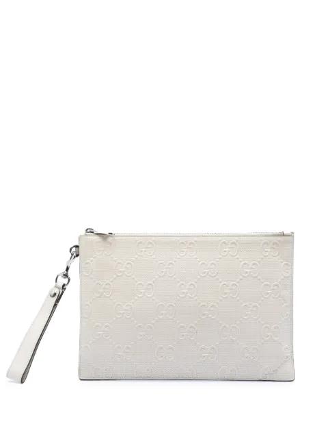 2000-2015 GG Embossed Perforated Calfskin Wristlet clutch bag by GUCCI 