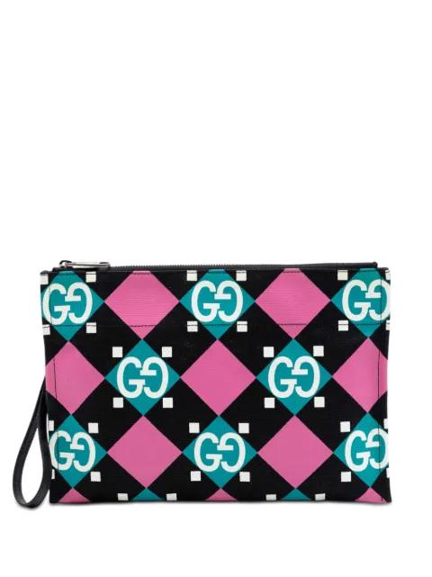 2000-2015 Jumbo GG Canvas Geometric Print clutch bag by GUCCI 