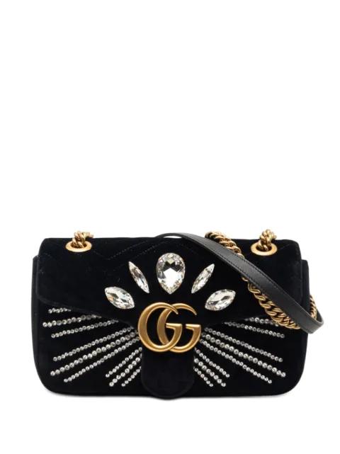 2000-2015 Medium GG Marmont Matelasse Velvet Crystal Embellished shoulder bag by GUCCI 