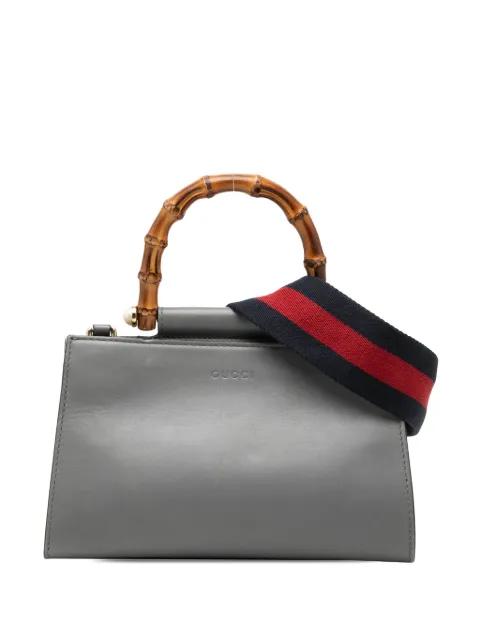 2000-2015 Mini Leather Bamboo Web Nymphaea satchel by GUCCI 