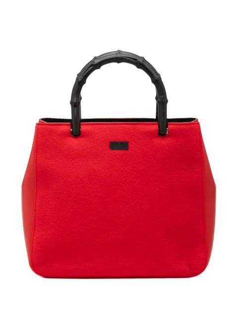 2000-2015 Wool and Calfskin Bamboo Top Handle Bag tote bag by GUCCI 