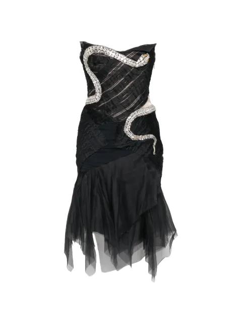 2004 crystal-snake strapless dress by GUCCI 