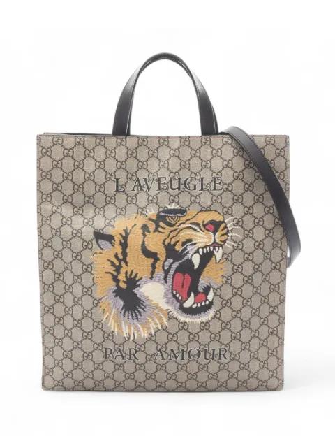 2016-2025 GG Canvas Supreme Tiger Satchel tote bag by GUCCI 