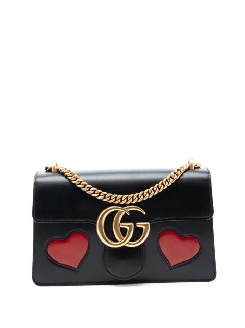 2016-2025 Medium GG Marmont Leather Malaga Kid Heart Patch Chain Flap shoulder bag by GUCCI 