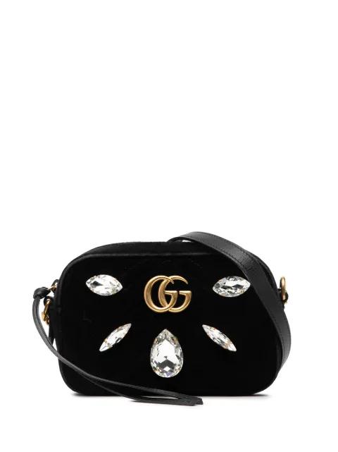 2016-2025 Mini GG Marmont Crystal Embellished Matelasse Velvet crossbody bag by GUCCI 