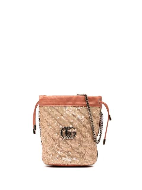 2016-2025 Small GG Marmont Sequined Diagonal Matelasse Leather bucket bag by GUCCI 
