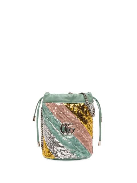 2016-2025 Small GG Marmont Sequined Diagonal Matelasse Leather bucket bag by GUCCI 