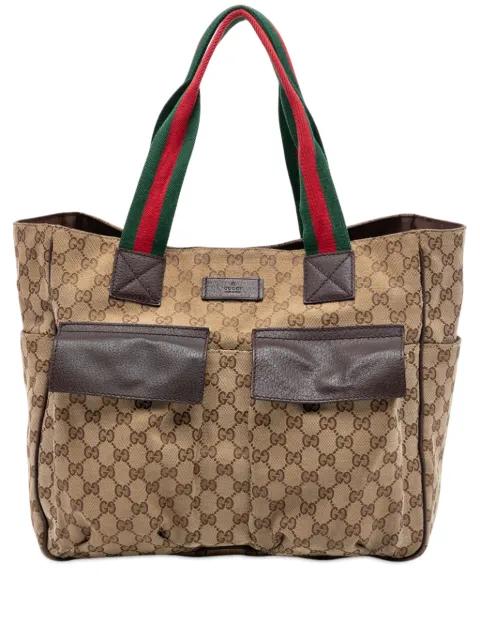 2016-2026 GG Canvas Web Double Pockets tote bag by GUCCI 
