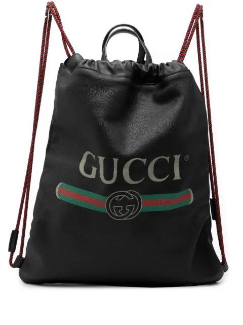 2016-2026 Leather Logo Drawstring backpack by GUCCI 