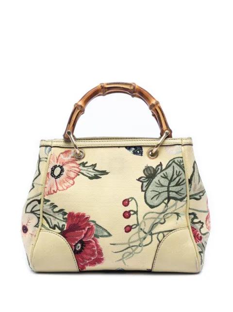2016-2026 Limited Edition Mini Canvas Flora Bamboo Shopper satchel by GUCCI 