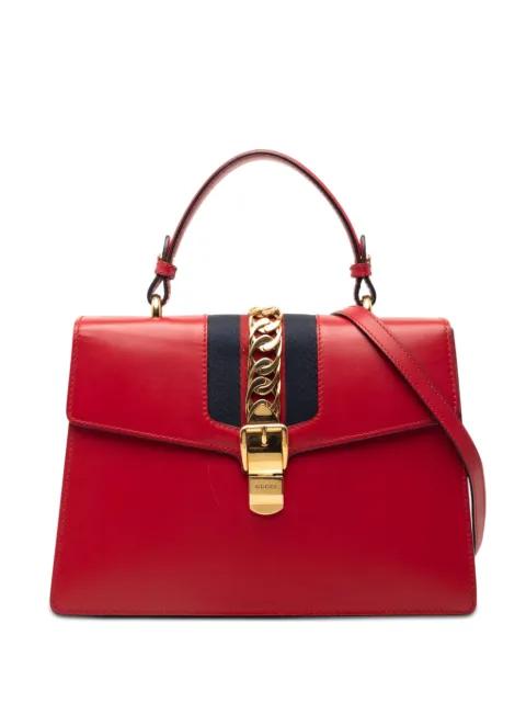 2016-2026 Medium Leather Web Sylvie Top Handle Bag satchel by GUCCI 