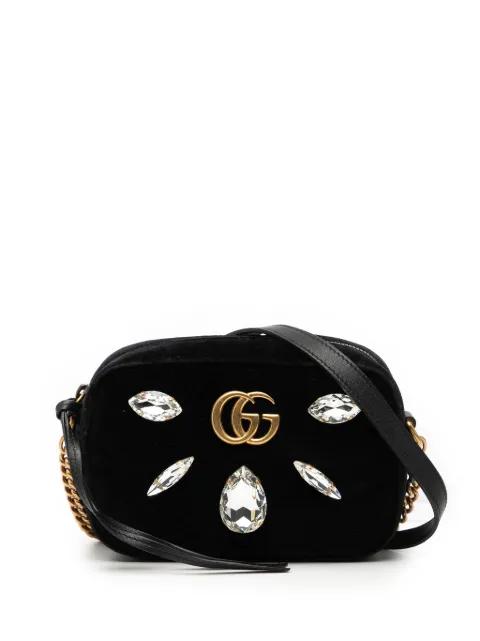2016-2026 Mini GG Marmont Crystal Embellished Matelasse Velvet crossbody bag by GUCCI 