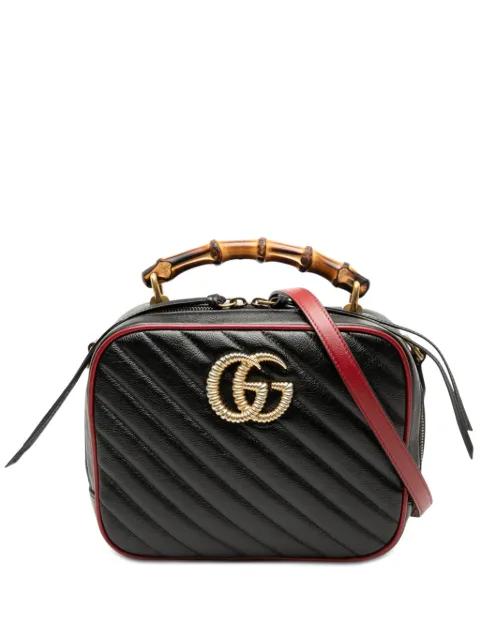 2016-2026 Small GG Marmont Matelasse Diagonal Leather Torchon Bamboo satchel by GUCCI 