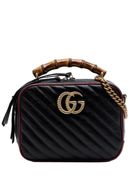 2016-2026 Small GG Marmont Matelasse Diagonal Leather Torchon Bamboo satchel by GUCCI 