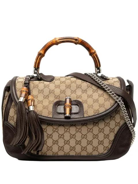 2021-2026 Large GG Canvas New Bamboo Top Handle Bag satchel by GUCCI 