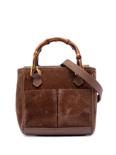 20th Century Mini Suede Bamboo satchel by GUCCI 