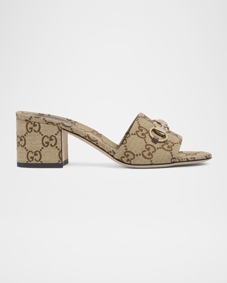 55mm Siaga GG Monogram Canvas Block-Heel Sandals by GUCCI