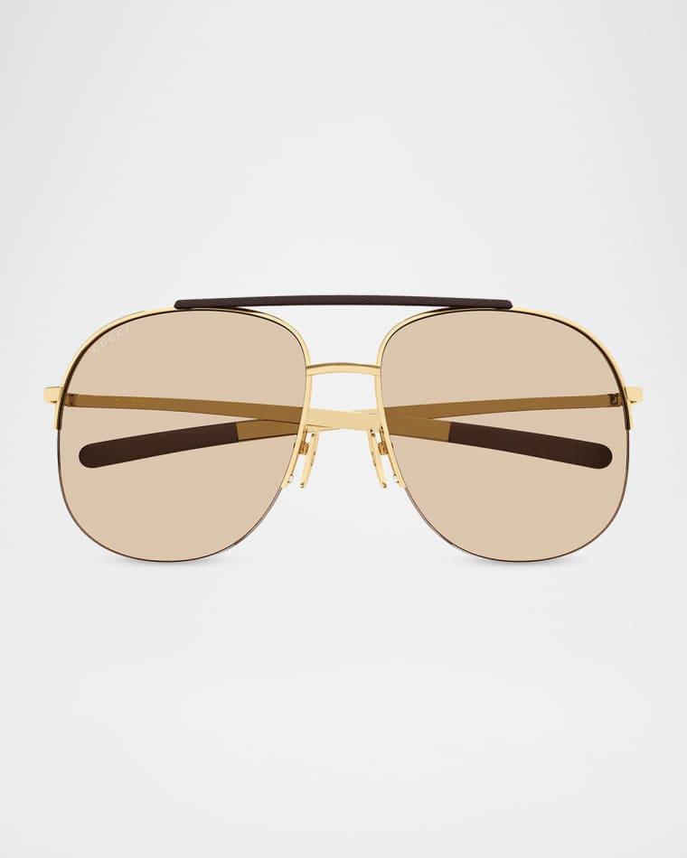 61mm Metal Aviator Sunglasses by GUCCI