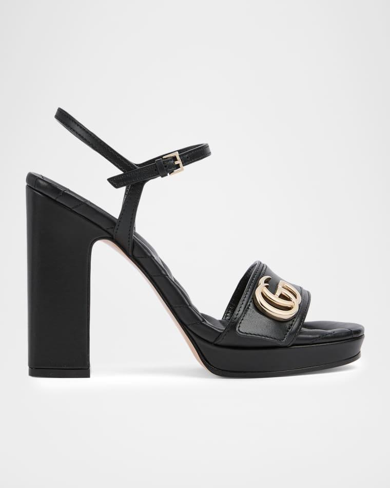 95mm GG Marmont Leather Platform Sandals by GUCCI
