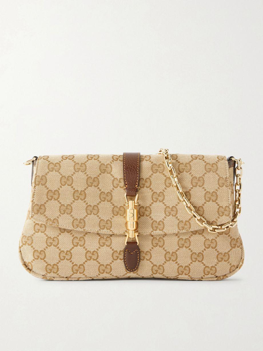 Aperitivo leather-trimmed canvas-jacquard shoulder bag by GUCCI