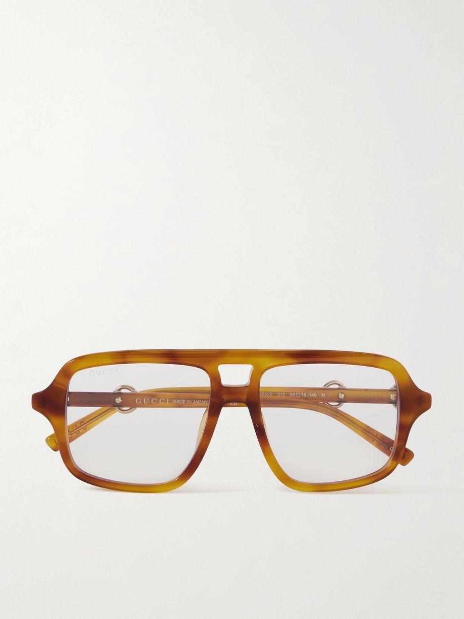 Aviator-style tortoiseshell acetate optical glasses by GUCCI