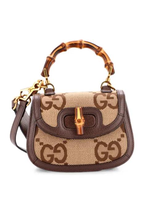 Bamboo 1947 Top Handle Bag Jumbo GG Canvas Mini crossbody bag by GUCCI 