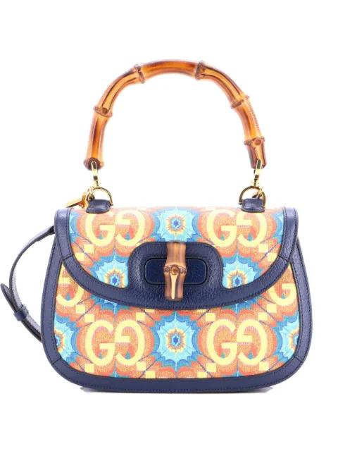 Bamboo 1947 Top Handle Bag Kaleidoscope Print GG Coated Canvas Medium crossbody bag by GUCCI Bamboo 1947 Top Handle Bag Kaleidoscope Print GG Coated Canvas Medium crossbody bag by GUCCI