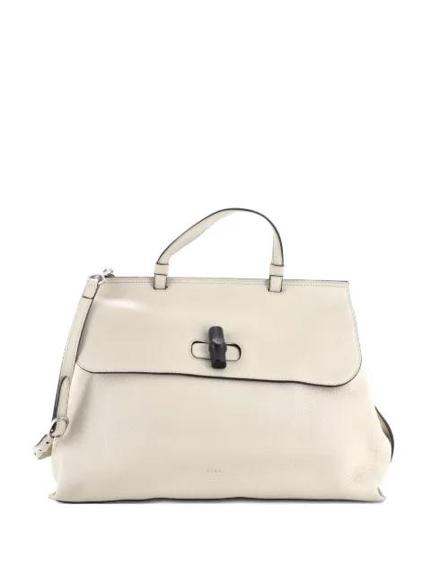 Bamboo Daily Top Handle Bag Leather Large satchel by GUCCI 
