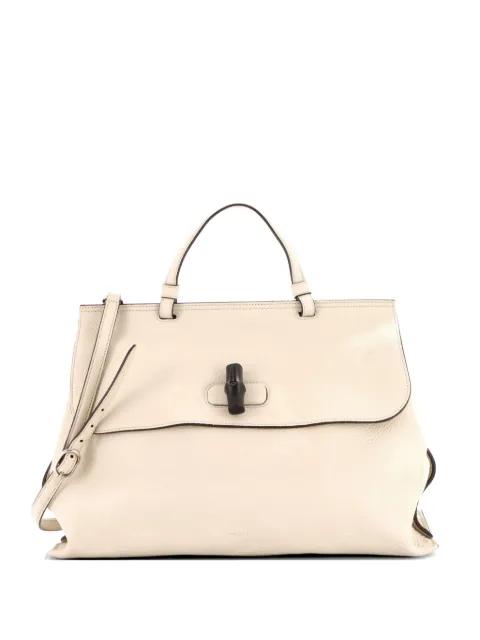 Bamboo Daily Top Handle Bag Leather Large satchel by GUCCI 