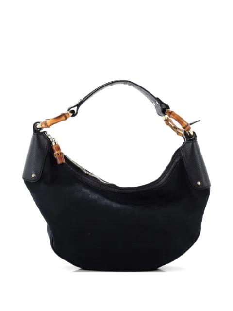 Bamboo Ring Half Moon Web GG Canvas Medium hobo bag by GUCCI 