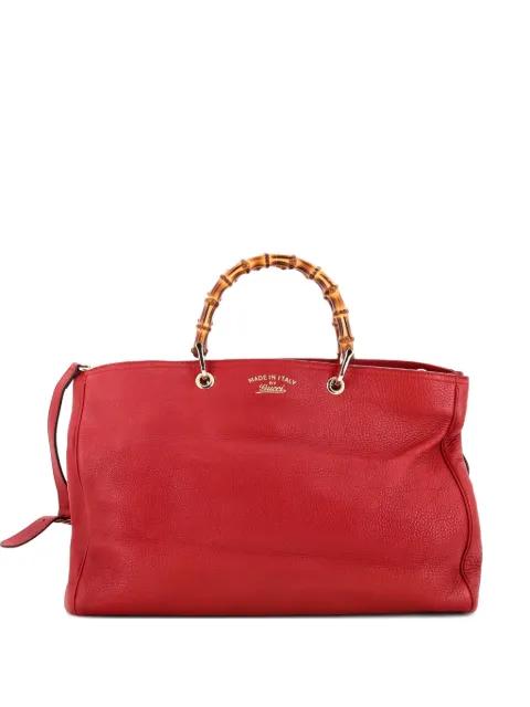 Bamboo Shopper Leather Large tote bag by GUCCI 