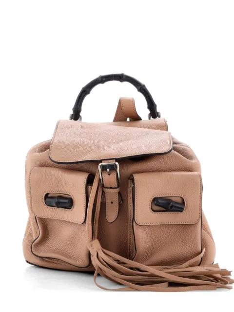 Bamboo Tassel Leather Medium backpack by GUCCI 