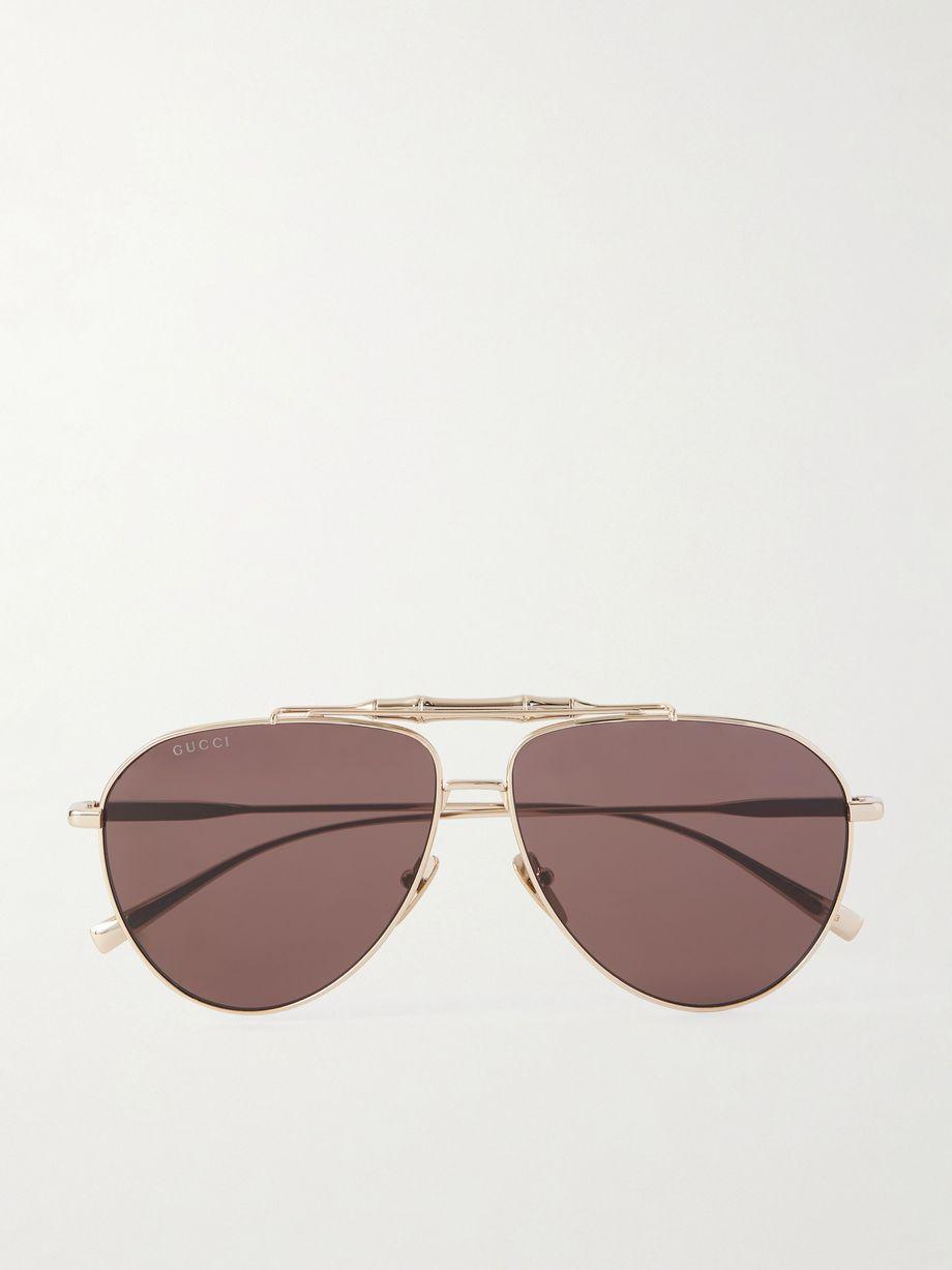 Bamboo aviator-style gold-tone sunglasses by GUCCI