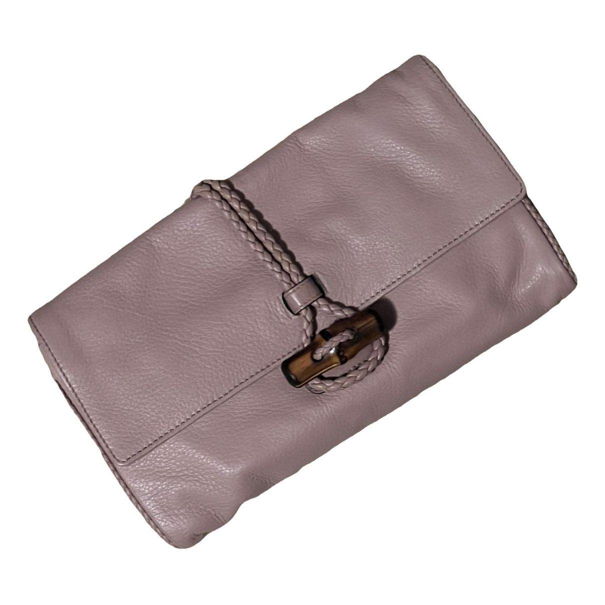 Bamboo leather clutch bag (Bamboo) by GUCCI