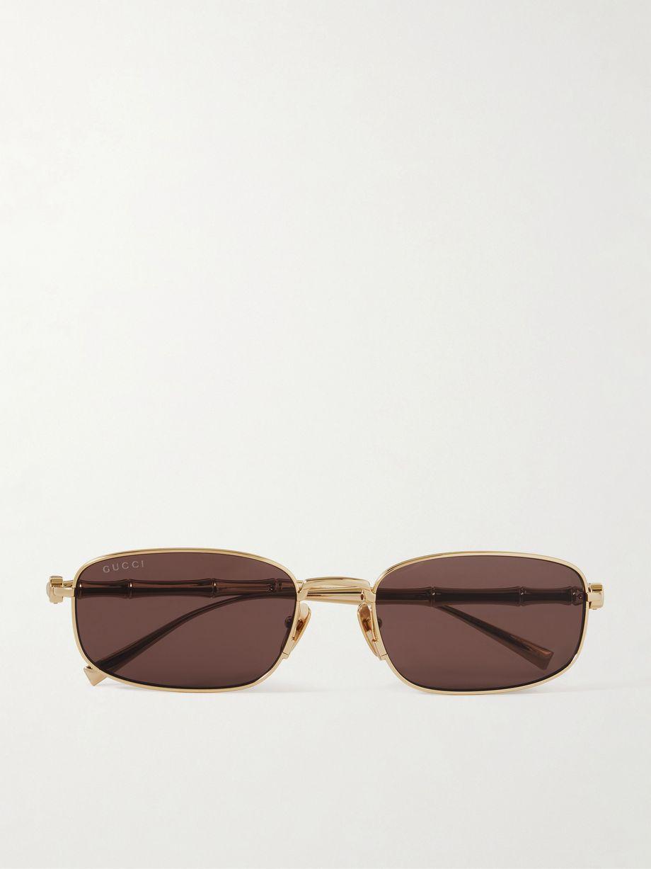 Bamboo rectangular-frame gold-tone sunglasses by GUCCI