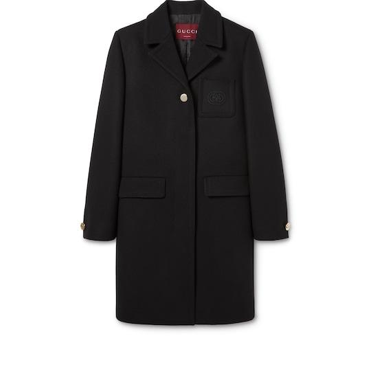 Batavia wool coat with patch by GUCCI