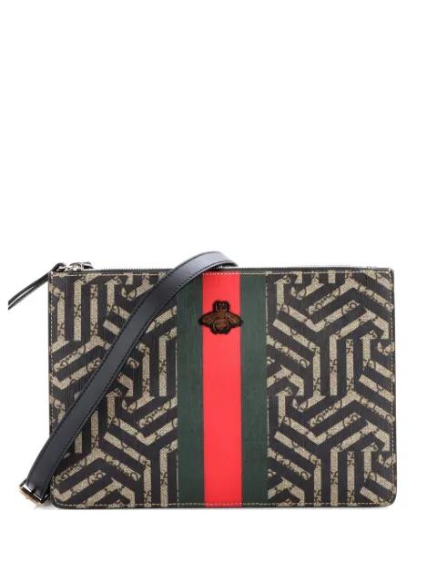 Bee Web Zip Messenger Bag Caleido GG Coated Canvas Small crossbody bag by GUCCI 
