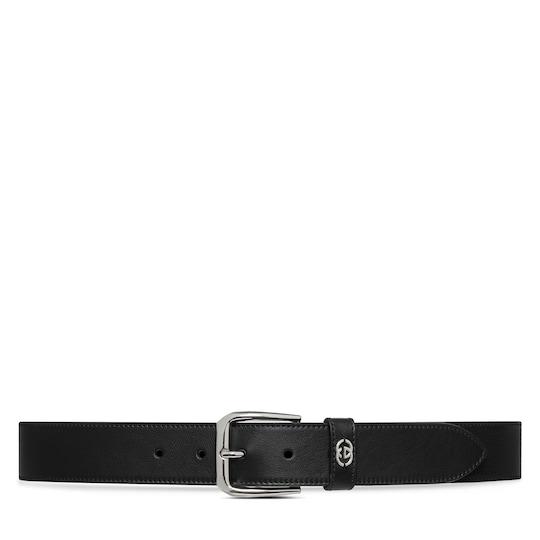 Belt with Interlocking G detail in black leather by GUCCI