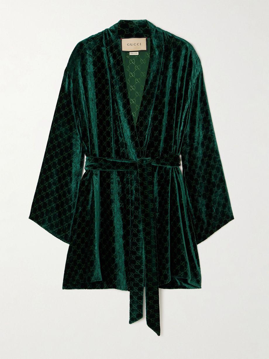 Belted devoré-velvet robe by GUCCI