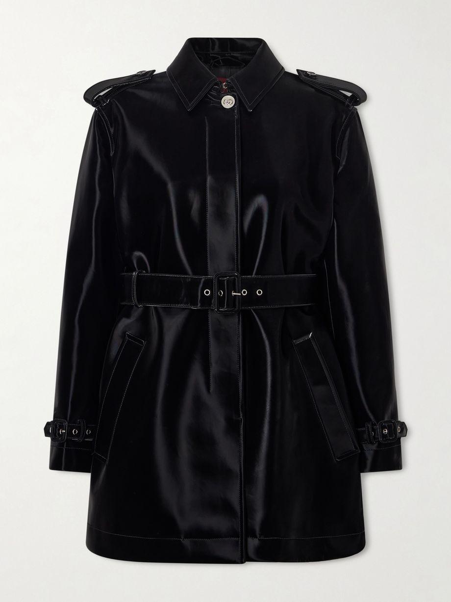 Belted glossed-leather trench coat by GUCCI