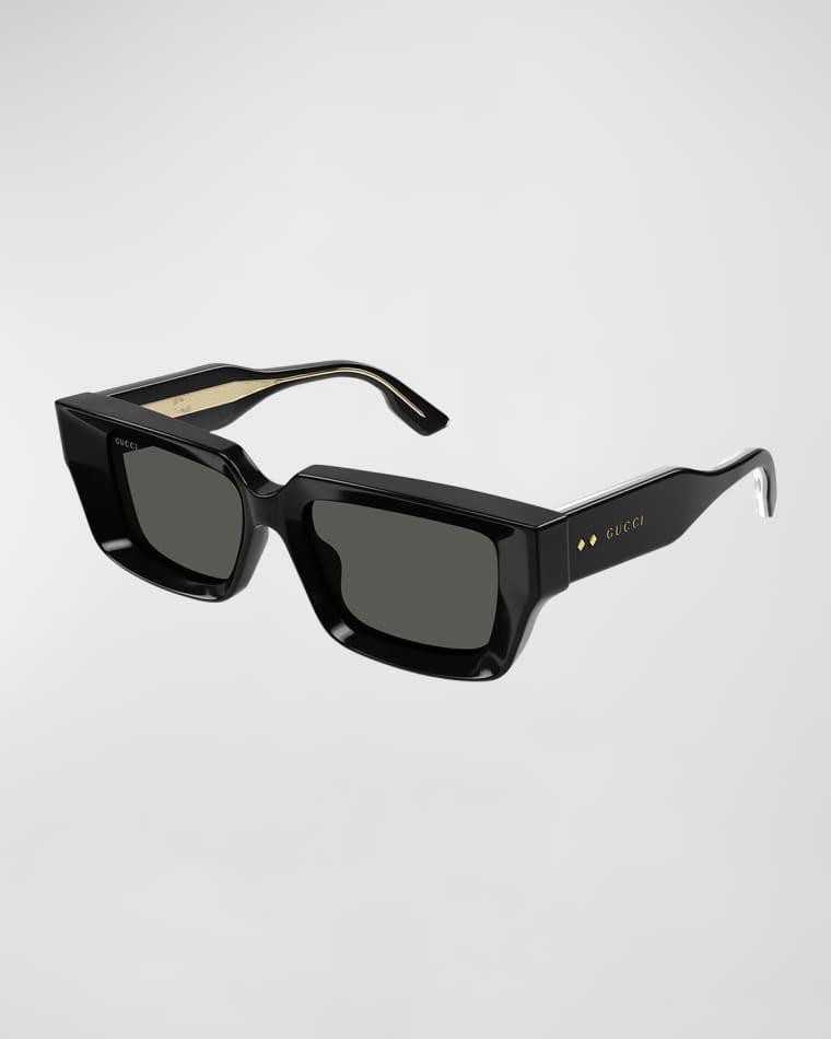 Beveled Acetate Rectangle Sunglasses by GUCCI